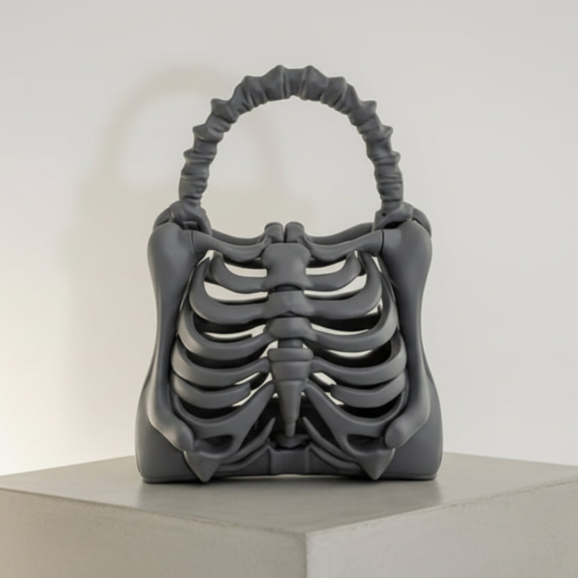 Ribcage Skeleton Handbag – Gothic Sculptural Bone Tote