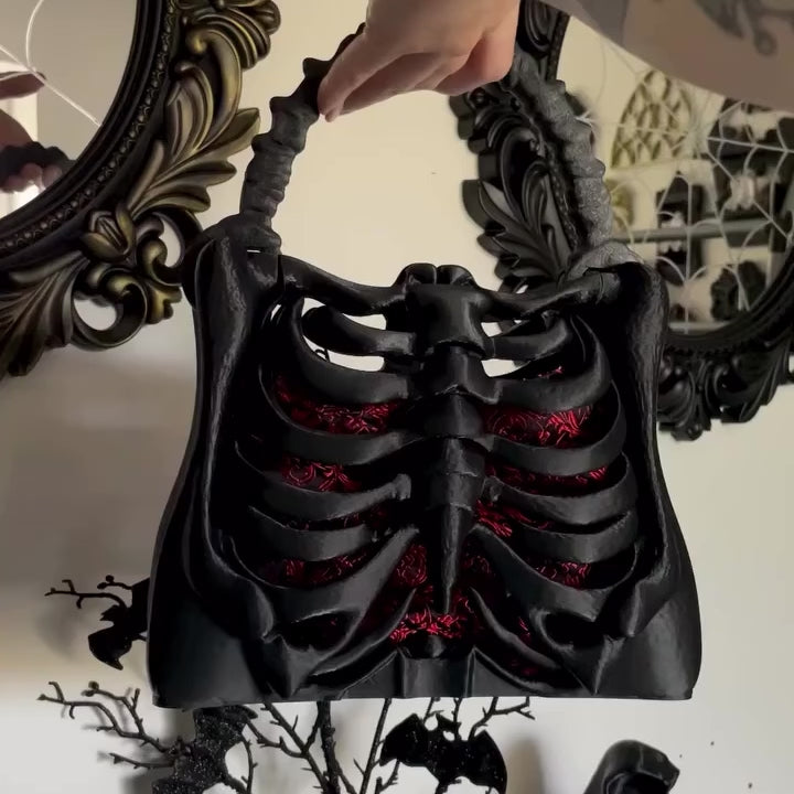 Ribcage Skeleton Handbag – Gothic Sculptural Bone Tote